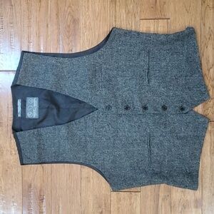 Threads 4 Thought Donegal Gray Tweed Vest with Black Lining